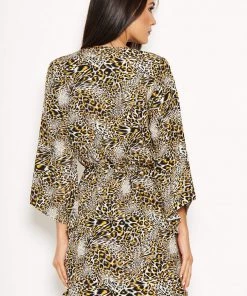 AX Paris Animal Print Asymmetrical Sleeve Dress