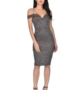 AX Paris Dark Grey Lace Midi Dress
