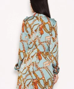 AX Paris Dresses Duck Egg Chain Print Dress