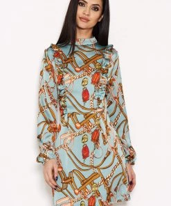 AX Paris Dresses Duck Egg Chain Print Dress