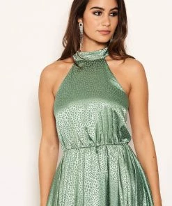 AX Paris Duck Egg Printed Satin Sleeveless Maxi Dress 18 AX Paris Duck Egg Printed Satin Sleeveless Maxi Dress