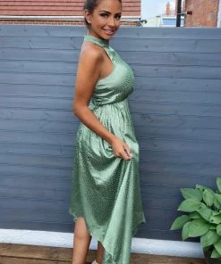 AX Paris Duck Egg Printed Satin Sleeveless Maxi Dress 12 AX Paris Duck Egg Printed Satin Sleeveless Maxi Dress