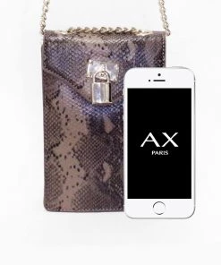 AX Paris Brown Faux Snake Lock Rectangle Bag