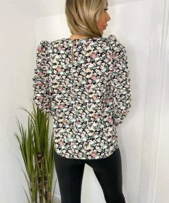 AX Paris Tops Floral Print Ruched Long Sleeve Top