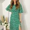AX Paris Green Abstract Printed Midi Dress