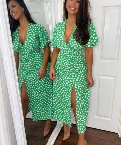 AX Paris Green Heart Print Midi Dress