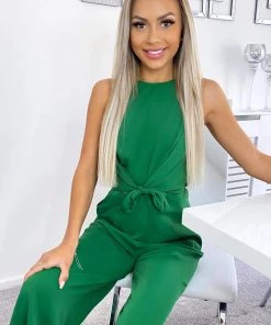 AX Paris Green Knot Front Jumpsuit Jumpsuits And Playsuits
