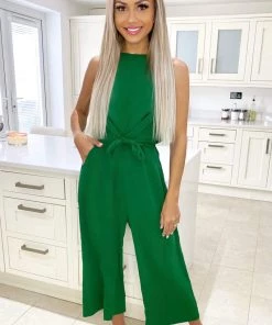 AX Paris Green Knot Front Jumpsuit Jumpsuits And Playsuits