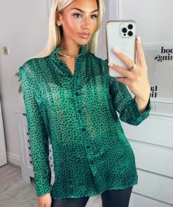 AX Paris Green Printed Button Up Shirt