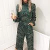 AX Paris Jumpsuits And Playsuits Green Printed Elasticated Neck Culotte Jumpsuit
