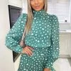 AX Paris Green Printed High Neck Skater Dress