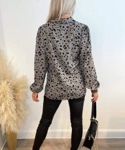 AX Paris Tops Grey Animal Print Long Sleeved Shirt