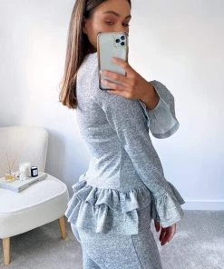 AX Paris Loungewear Grey Double Frill Lounge Set 10 AX Paris Loungewear Grey Double Frill Lounge Set