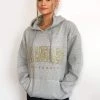 AX Paris Grey LA Gold Printed Hoodie