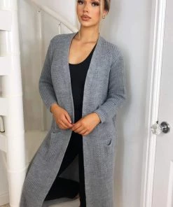 AX Paris Grey Long Line Cardigan