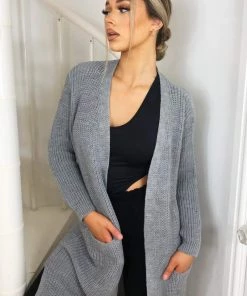 AX Paris Grey Long Line Cardigan