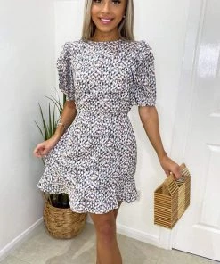 AX Paris Grey Multi Abstract Pleat Sleeve Dress Dresses