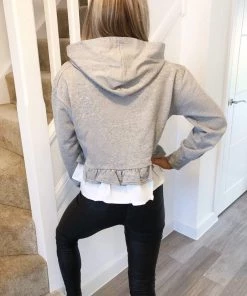 AX Paris Tops Grey Peplum Hoodie 8 AX Paris Tops Grey Peplum Hoodie