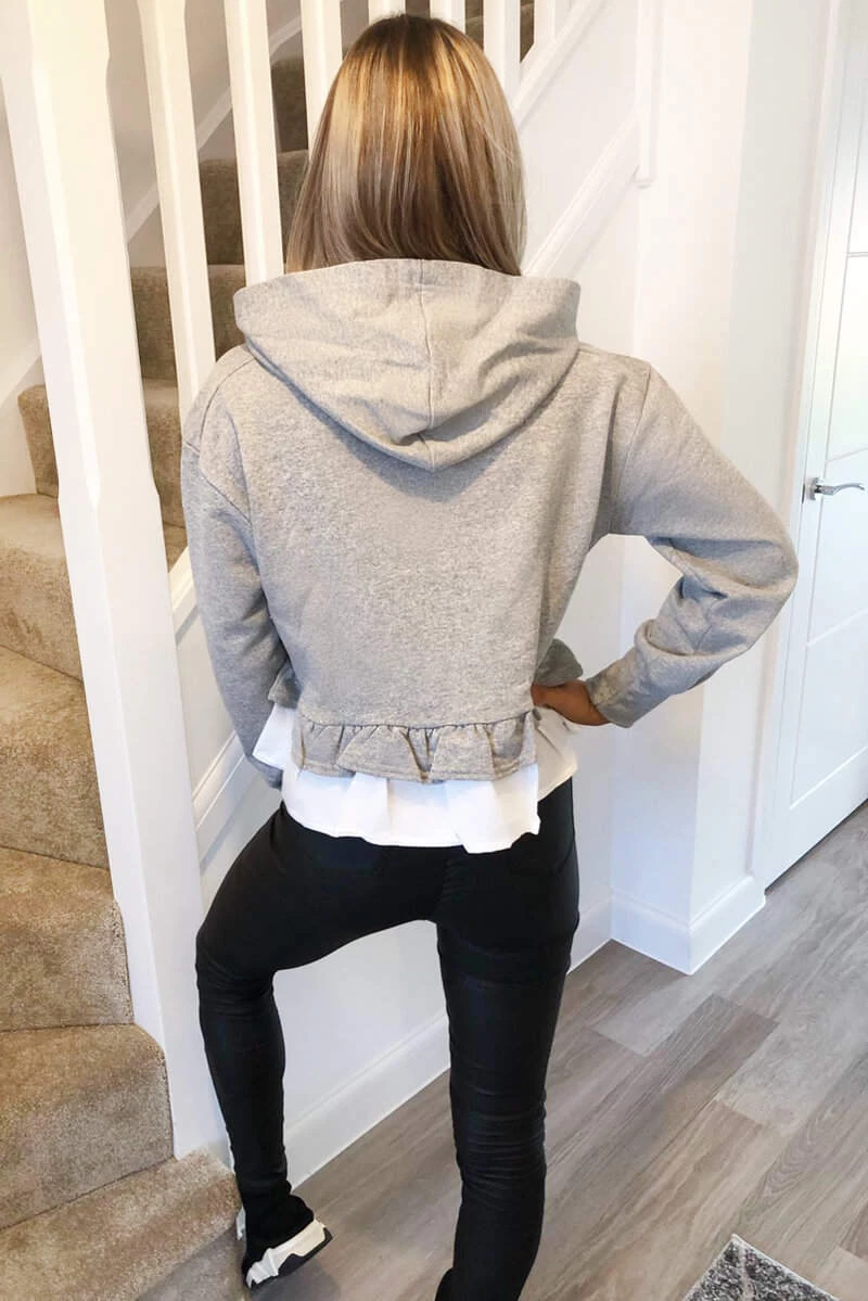 AX Paris Tops Grey Peplum Hoodie 4 AX Paris Tops Grey Peplum Hoodie