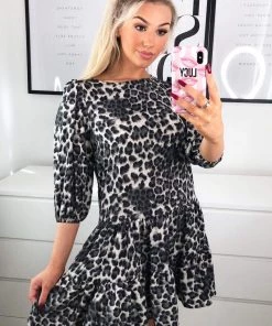 AX Paris Dresses Grey Printed Frill Swing Dress