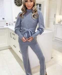 AX Paris Grey Puff Sleeve Soft Touch Lounge Set