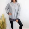 AX Paris Tops Grey Soft Touch Pink Checked Back Hoodie