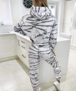 AX Paris Loungewear Grey Tie Dye Cropped Hoodie