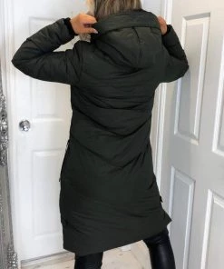 AX Paris Khaki Hooded Long Line Puffer Coat Coats & Jackets