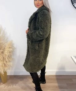 AX Paris Khaki Long Line Teddy Faux Fur Coat Coats & Jackets 7 AX Paris Khaki Long Line Teddy Faux Fur Coat Coats & Jackets