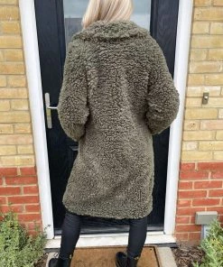 AX Paris Khaki Long Line Teddy Faux Fur Coat Coats & Jackets 8 AX Paris Khaki Long Line Teddy Faux Fur Coat Coats & Jackets