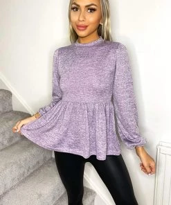 AX Paris Lavender Peplum Top