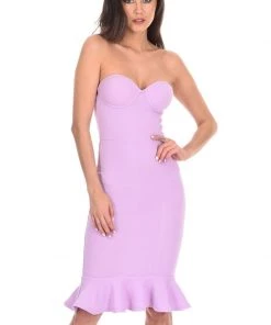 AX Paris Dresses Lilac Bandeau Frill Hem Dress