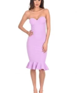 AX Paris Dresses Lilac Bandeau Frill Hem Dress