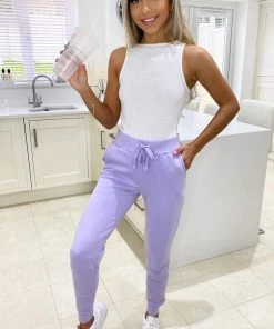 AX Paris Lilac Basic Drawstring Joggers