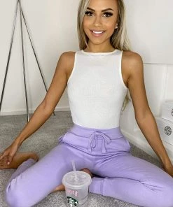 AX Paris Lilac Basic Drawstring Joggers