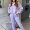 AX Paris Tops Lilac Cropped Hoodie Lounge Set