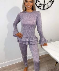 AX Paris Loungewear Lilac Double Frill Lounge Set