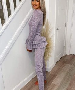 AX Paris Loungewear Lilac Double Frill Lounge Set