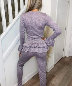 AX Paris Loungewear Lilac Double Frill Lounge Set