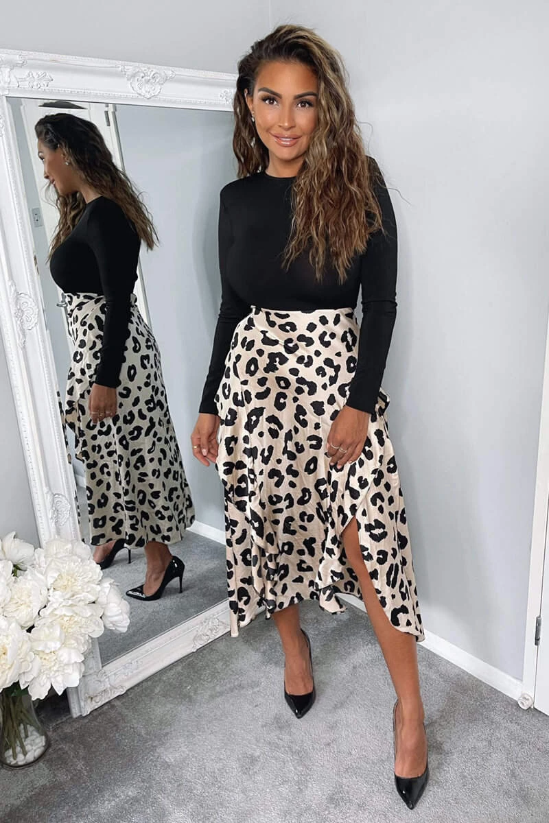 AX Paris Multi Animal Print 2 In 1 Long Sleeve Midi Dress 1 AX Paris Multi Animal Print 2 In 1 Long Sleeve Midi Dress