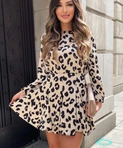 AX Paris Multi Animal Print Long Sleeve Pleat Dress