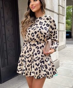 AX Paris Multi Animal Print Long Sleeve Pleat Dress 12 AX Paris Multi Animal Print Long Sleeve Pleat Dress