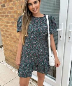 AX Paris Multi Ditsy Floral Puff Sleeve Smock Dress Jumpsuits And Playsuits