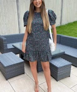 AX Paris Multi Ditsy Floral Puff Sleeve Smock Dress Jumpsuits And Playsuits