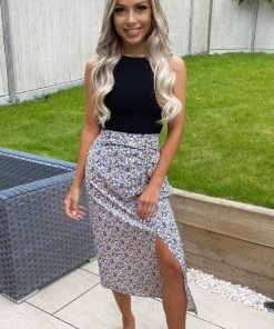 AX Paris Skirts & Shorts Multi Floral Gathered Split Skirt