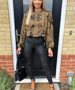 AX Paris Tops Multi Floral Print Shoulder Padded Blouse