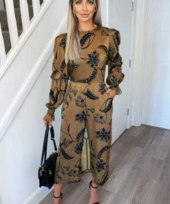 AX Paris Multi Floral Printed Elasticated Sleeve Jumpsuit