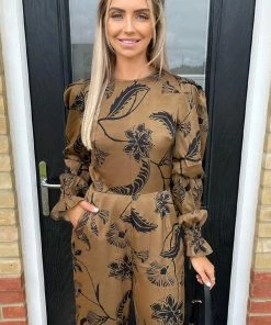 AX Paris Multi Floral Printed Elasticated Sleeve Jumpsuit