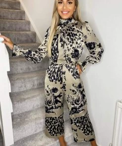 AX Paris Multi Printed Elasticated Neck Culotte Jumpsuit Jumpsuits And Playsuits