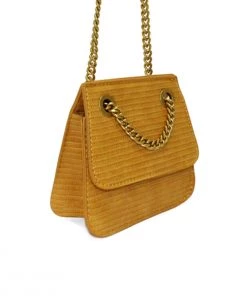 AX Paris Accessories Mustard Mini Textured Chain Strap Bag